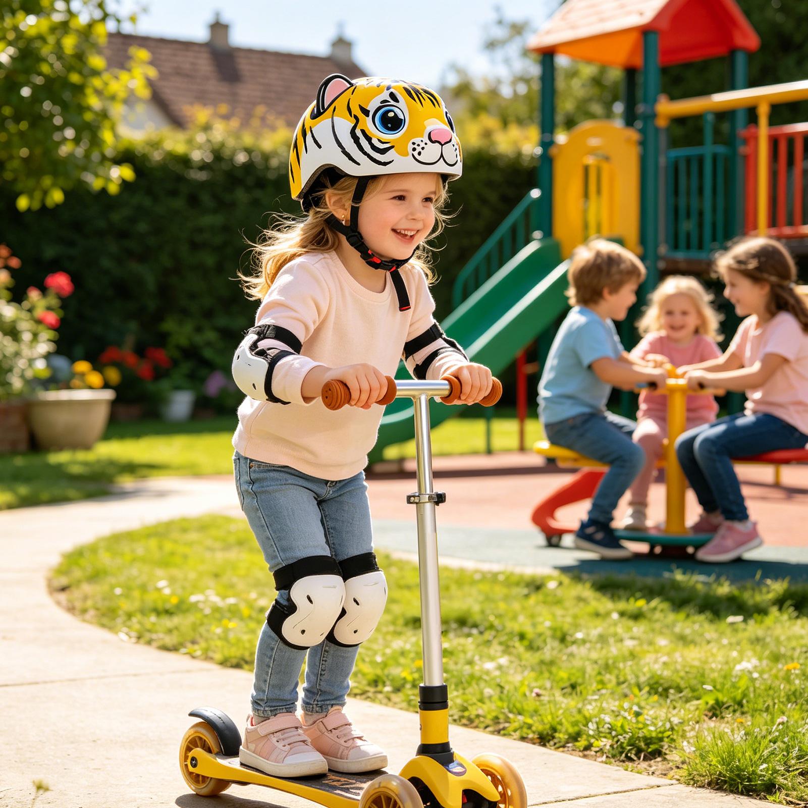 Cycling Gear For Commuting - Детский шлем с тигровым принтом, регулируемый,