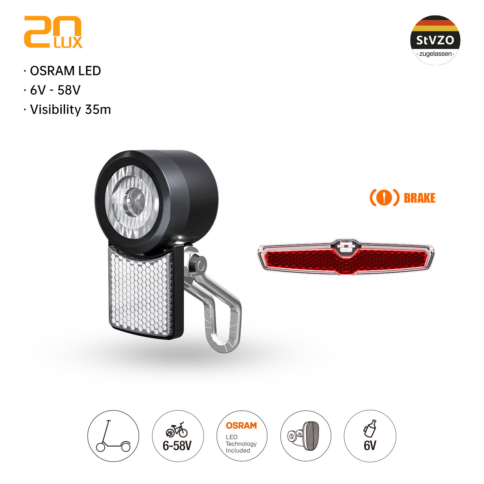 Bike Dynamo Light - Комплект светодиодных фар Linkbest 20 Lux
